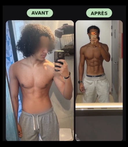 Comparaison avant et après d'un client ayant perdu 8 kilos